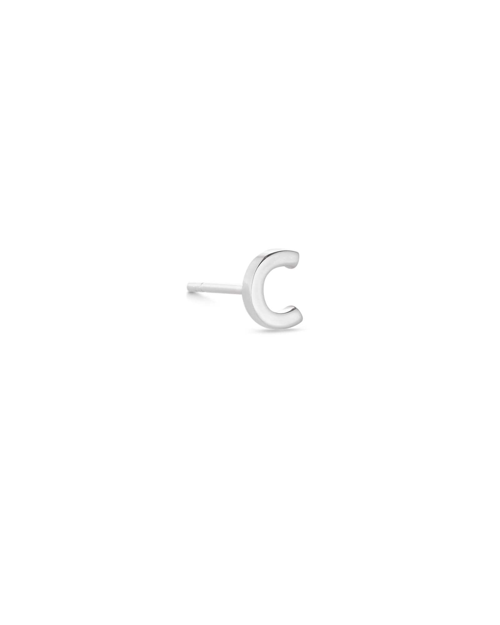 Kendra Scott Letter C Single Stud Earring in Sterling Silver | Metal